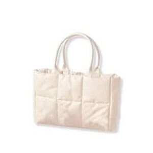 Ulta Cream Puffer Tote Bag Handle Large Off-White Beige NWT